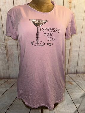Life Is Good Pink "Espresso Your Self" Graphic Pajama Sleep Shirt, mid thigh M
